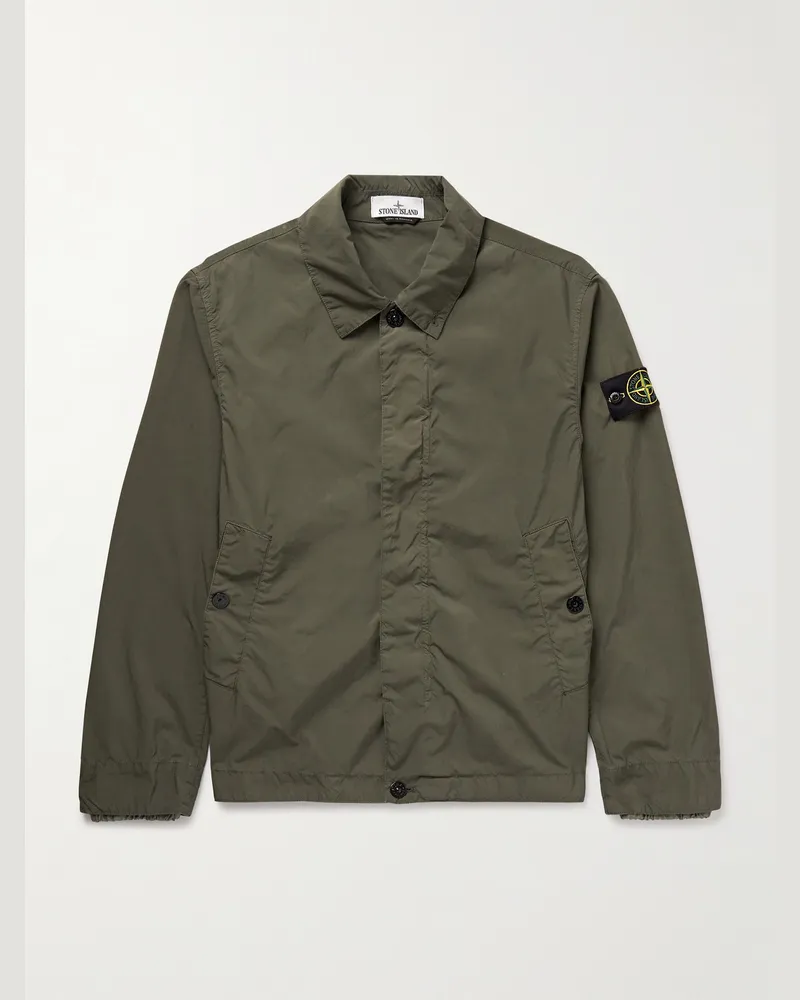 Stone Island Jacke aus Shell mit Logodetail in Stückfärbung Grün