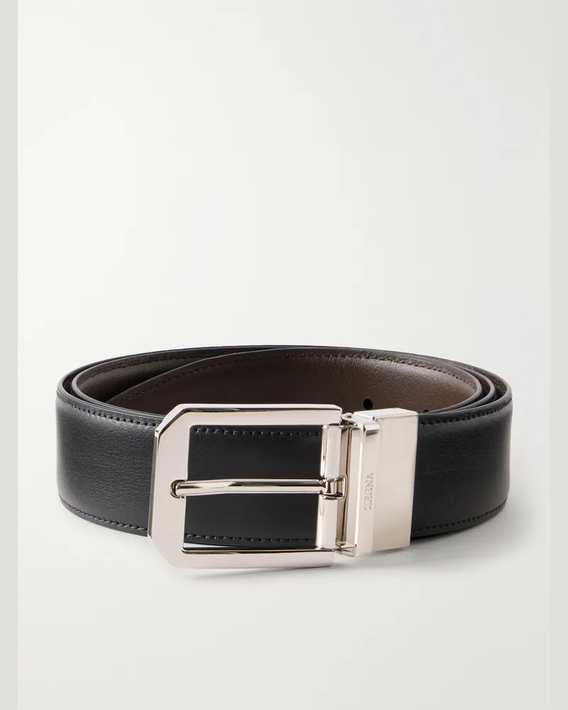 Ermenegildo Zegna 3cm Reversible Leather Belt Black