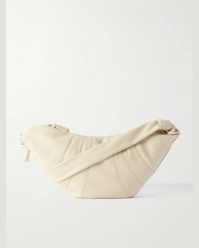 Christophe Lemaire Croissant Large Panelled Full-Grain Leather Messenger Bag Brown