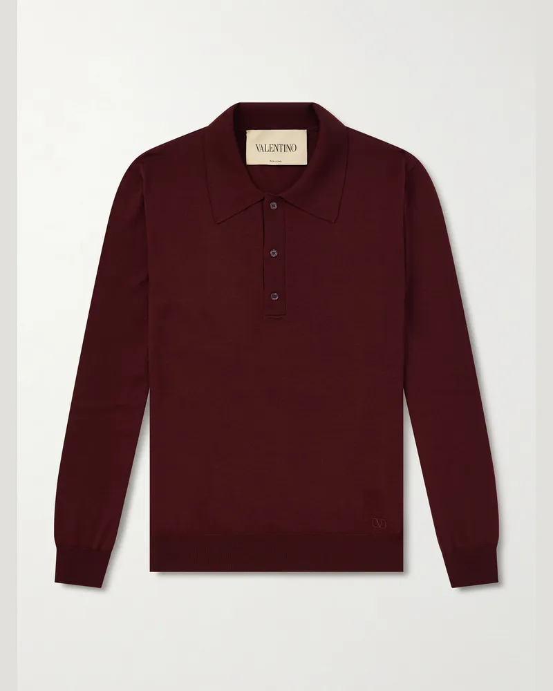 Valentino Garavani Pullover aus Schurwolle mit Polokragen Rot