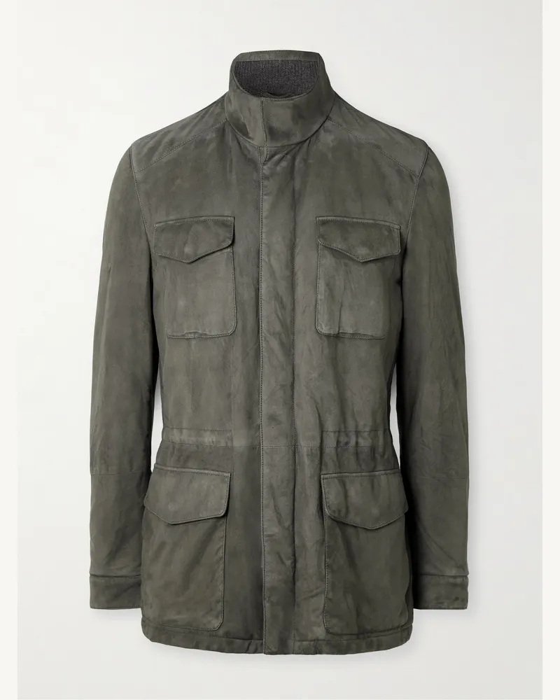Thom Sweeney Feldjacke aus Veloursleder Grau