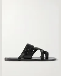 Saint Laurent Culver Sandalen aus Leder Schwarz