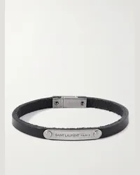 Saint Laurent Armband aus Leder und Palladium Schwarz