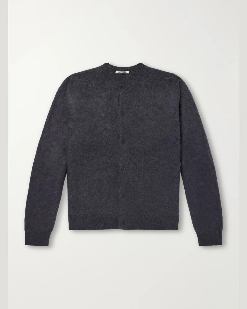 AURALEE Garment-Dyed Alpaca Cardigan Gray