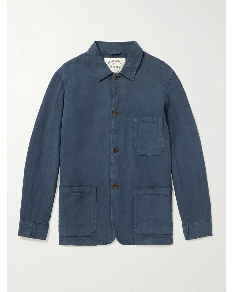 Portuguese Flannel Labura schmal geschnittene Jacke aus Leinen Blau