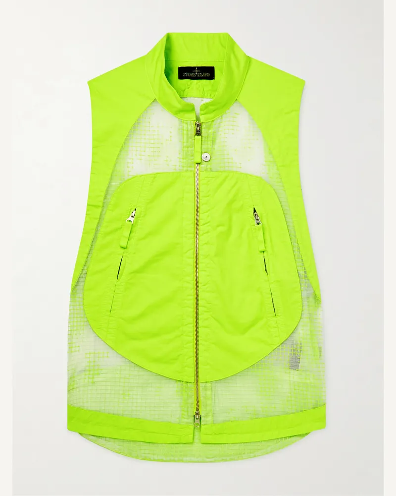 Stone Island Weste aus Twill aus einer Baumwollmischung und Ripstop Grün