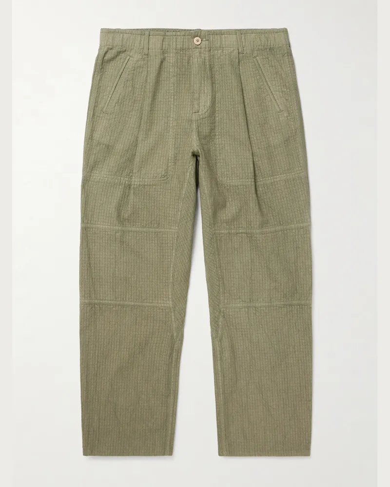 Folk Assembly Straight-Leg Cotton-Blend Ripstop Trousers Green
