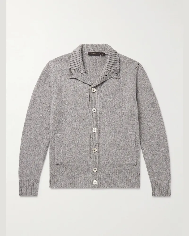 Incotex Zanone schmal geschnittener Cardigan aus Schurwolle Grau