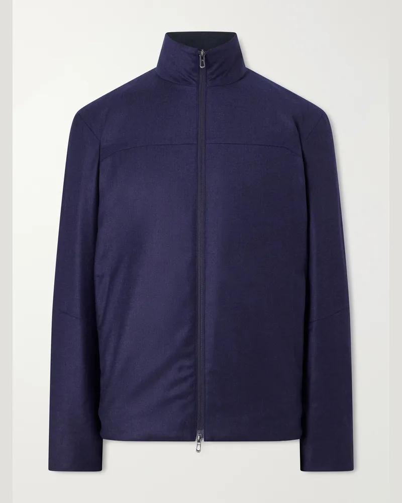 SEASE Padded Wool and Silk-Blend Jacket Blue