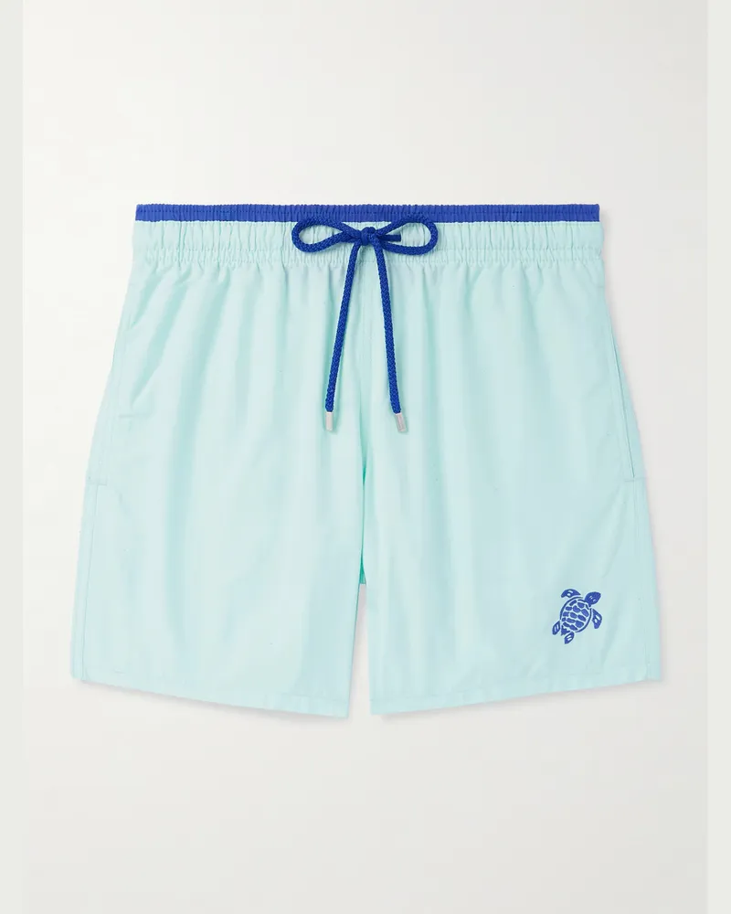 Vilebrequin Moka gerade geschnittene mittellange Badeshorts aus ECONYL Blau