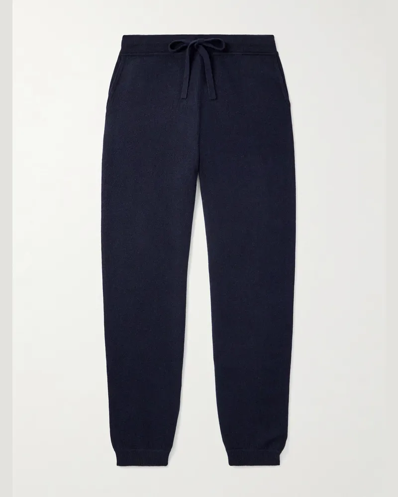 ALLUDE Tapered Wool and Cashmere-Blend Sweatpants Blue