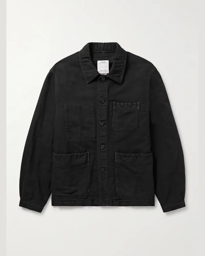Visvim Travail Jacke aus Moleskin in Stückfärbung Schwarz
