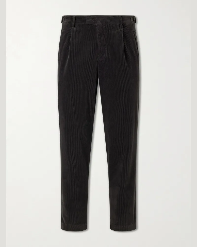 BARENA Straight-Leg Pleated Courduroy Trousers Brown
