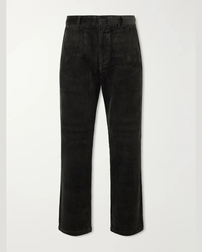 NN 07 Aden 50004 Straight-Leg Organic Cotton-Corduroy Trousers Green
