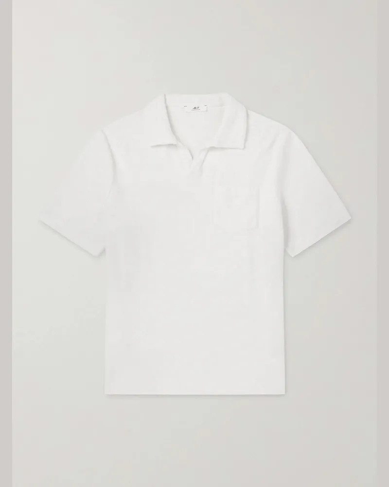 MR P. Cotton and Silk-Blend Terry Polo Shirt Neutrals