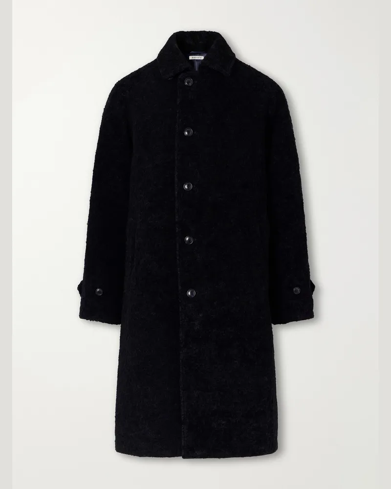 Blue Blue Japan Balmacaan Flocked Wool-Blend Loop-Yarn Coat Blue