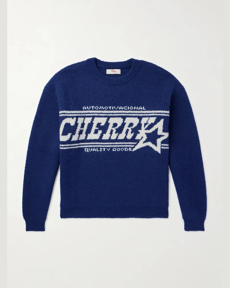Cherry Los Angeles Pullover aus Jacquard-Strick aus einer Alpakawollmischung Blau