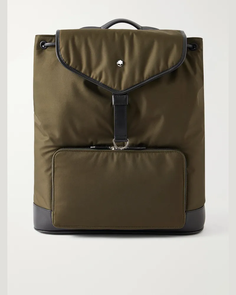 Montblanc Panorama Leather-Trimmed Shell Backpack Green