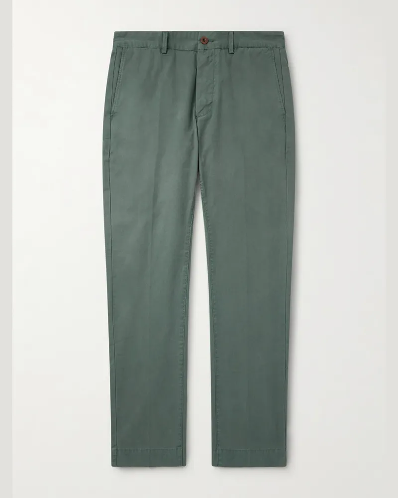 Sid Mashburn Field Straight-Leg Garment-Dyed Cotton-Twill Trousers Green