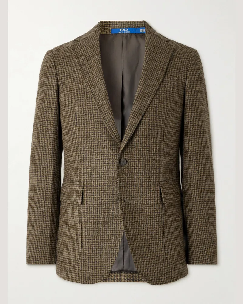 Ralph Lauren Sakko aus einer Wollmischung mit Hahnentrittmuster Braun
