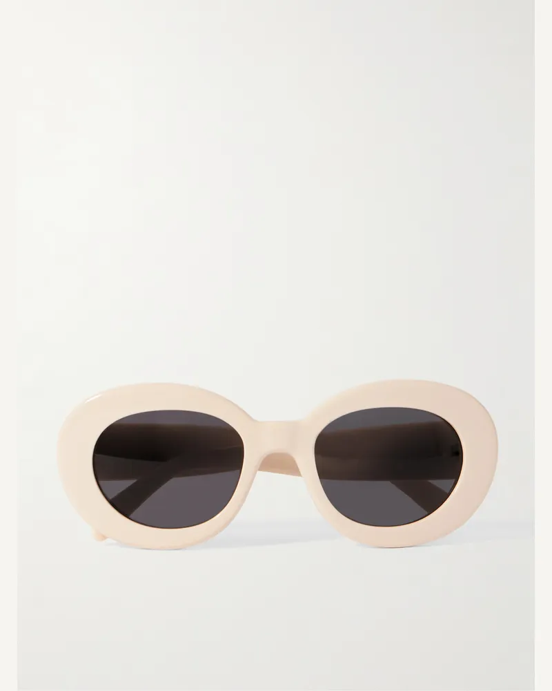 Celine Oval-Frame Acetate Sunglasses Neutrals
