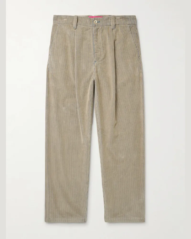 The Elder Statesman Gerade geschnittene Hose aus Baumwollcord mit Falten Neutral