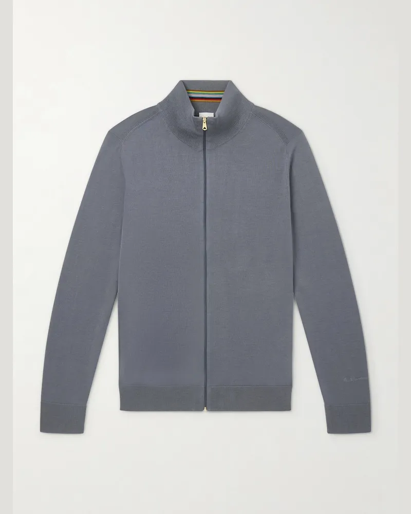 Paul Smith Cardigan aus Merinowolle mit Reißverschluss Grau
