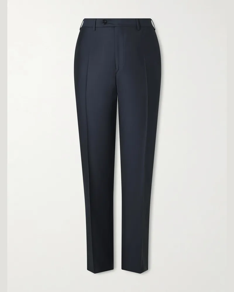 Canali Tapered Super 130s Wool Suit Trousers Blue
