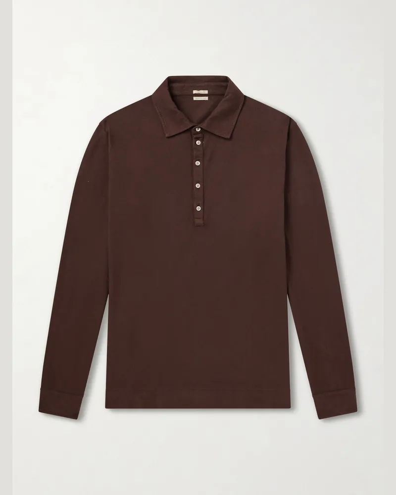 Massimo Alba Raya Cotton-Jersey Polo Shirt Brown