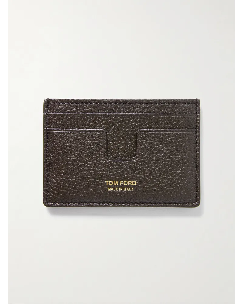 Tom Ford Kartenetui aus vollnarbigem Leder Braun