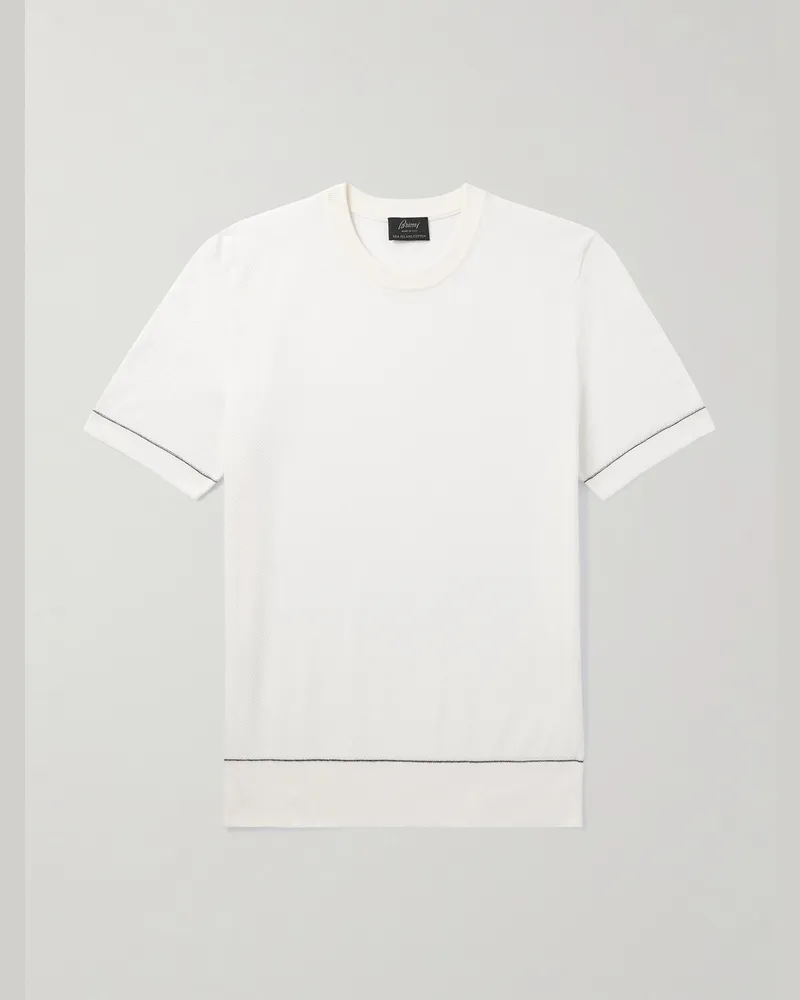 Brioni Schmal geschnittenes T-Shirt aus Piqué aus Sea-Island-Baumwolle Weiß