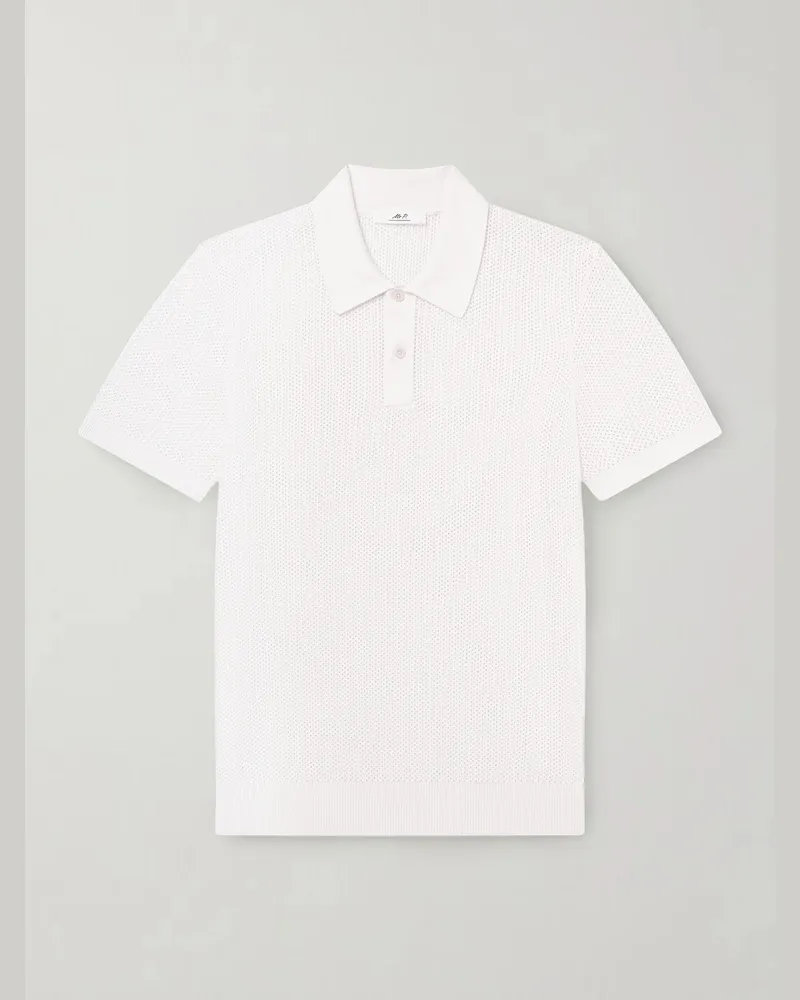 MR P. Polohemd aus Biobaumwolle in Wabenstrick Weiß