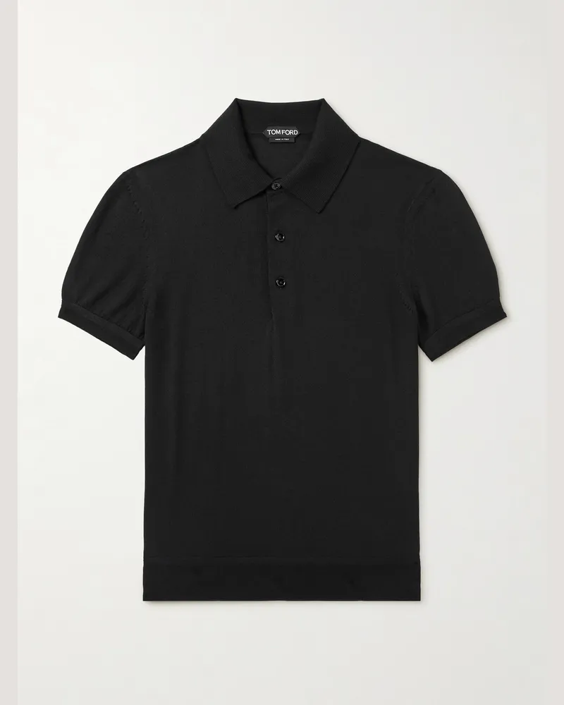 Tom Ford Polohemd aus einer Kaschmir-Seidenmischung Schwarz