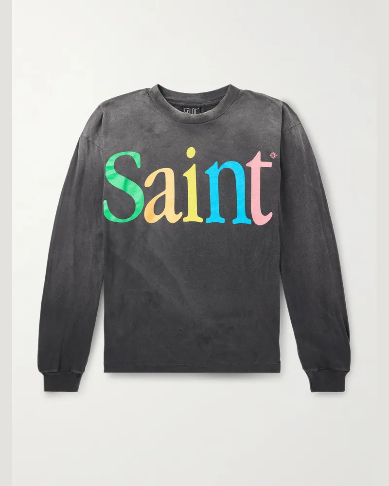 SAINT MXXXXXX Oberteil aus Baumwoll-Jersey mit Logoprint Schwarz