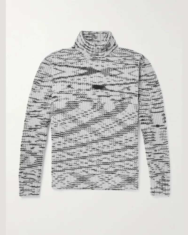 MR P. Rollkragenpullover aus Merinowolle in Space-Dye-Färbung Grau
