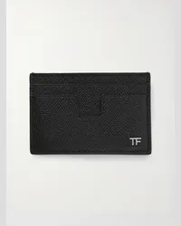 Tom Ford Kartenetui aus vollnarbigem Leder mit Logodetail Schwarz