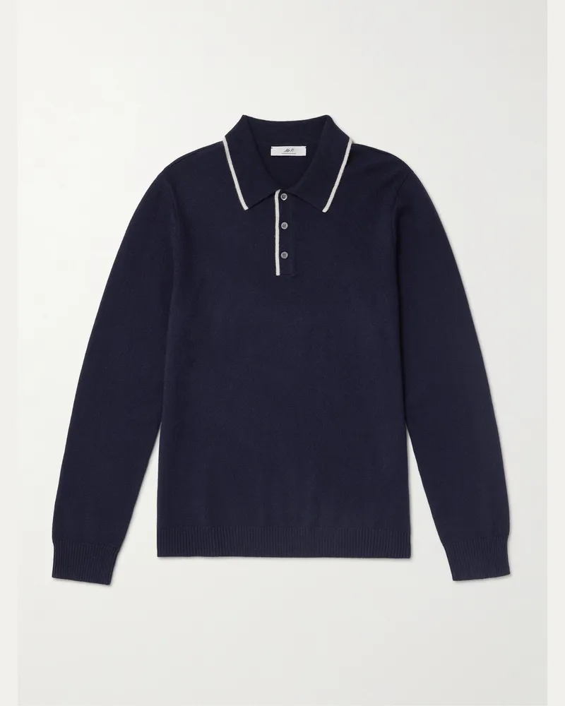 MR P. Pullover aus Kaschmir mit Polokragen Blau