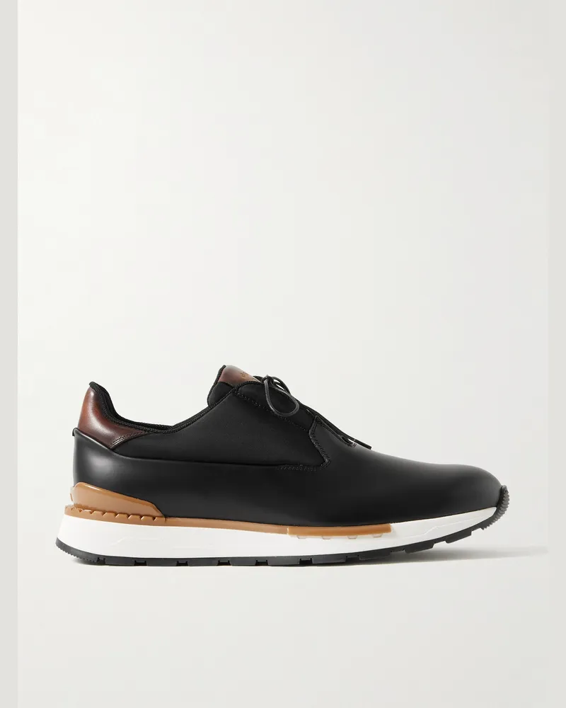 Berluti Fast Track Torino Leather and Shell Sneakers Black