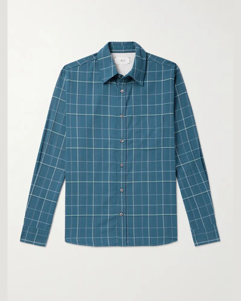 MR P. Hemd aus kariertem Biobaumwoll-Twill Blau