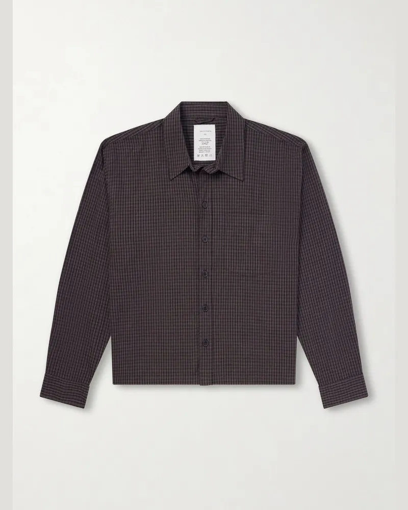 Mfpen Priority Checked Cotton and Linen-Blend Shirt Gray