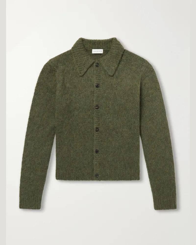 Dries van Noten Mora Cropped Alpaca-Blend Cardigan Green