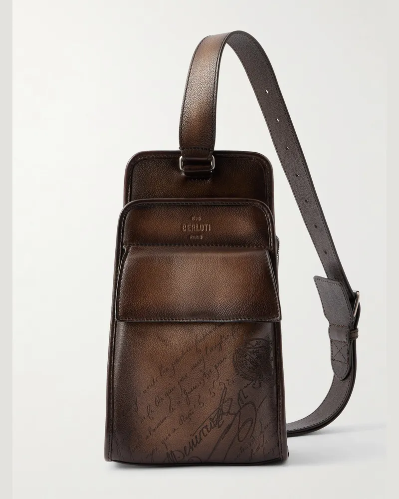 Berluti Périple Sling Gürteltasche aus vollnarbigem Venezia-Leder Braun