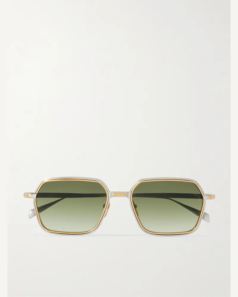 Jacques Marie Mage Admiral Sonnenbrille mit rechteckigem Rahmen aus Titan Gold