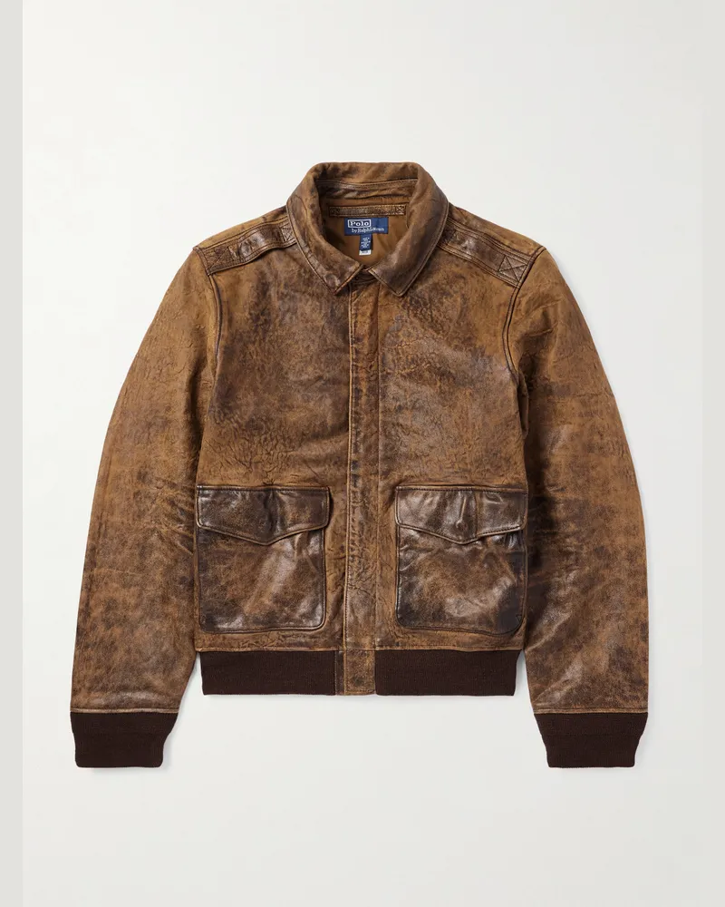 Ralph Lauren Bomberjacke aus Leder Braun