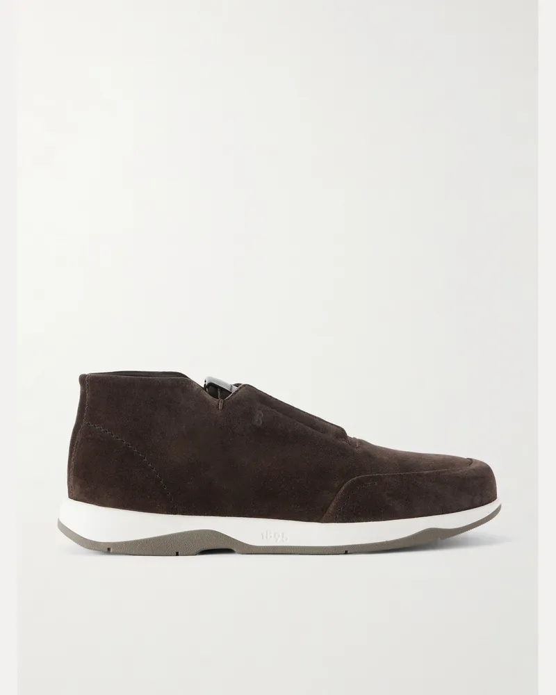 Berluti Echappée Suede Slip-On Sneakers Brown