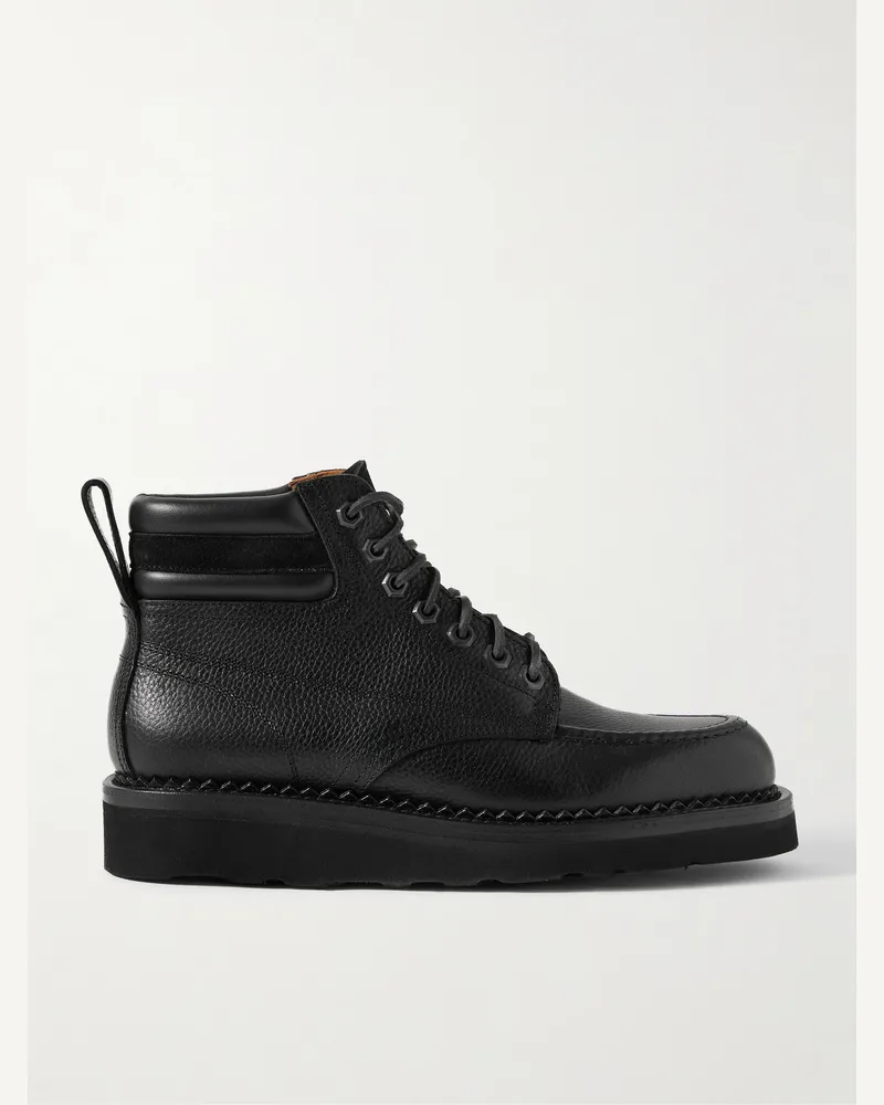 YUKETEN Stiefel aus vollnarbigem Leder mit Velourslederbesatz Schwarz