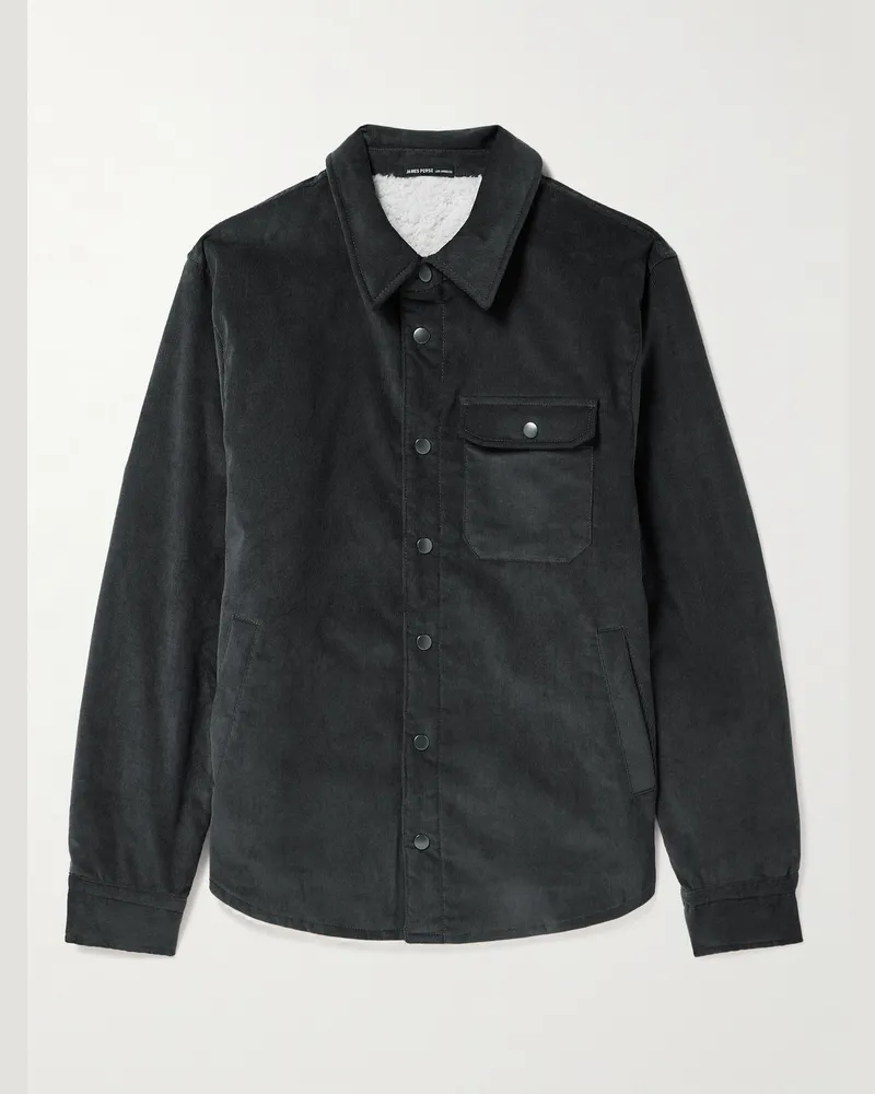 James Perse Jacke aus Cord aus einer Baumwollmischung mit Fleecefutter Schwarz