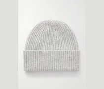 Beanie aus Kaschmir in Rippstrick