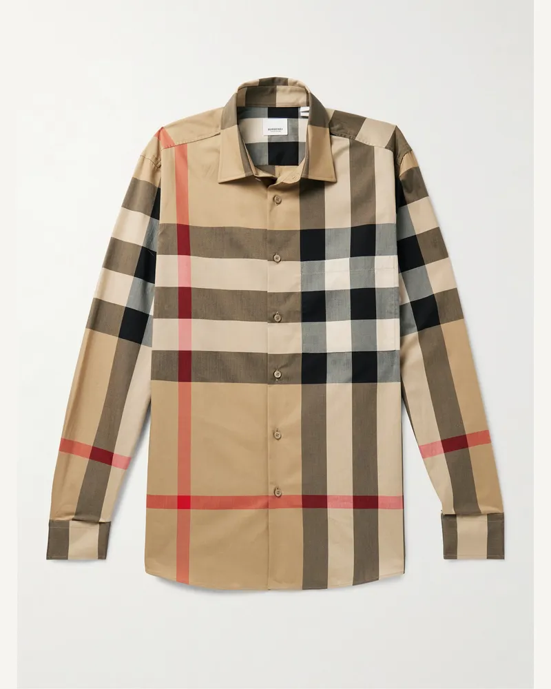 Burberry Hemd aus Baumwollpopeline mit Karomuster Neutral