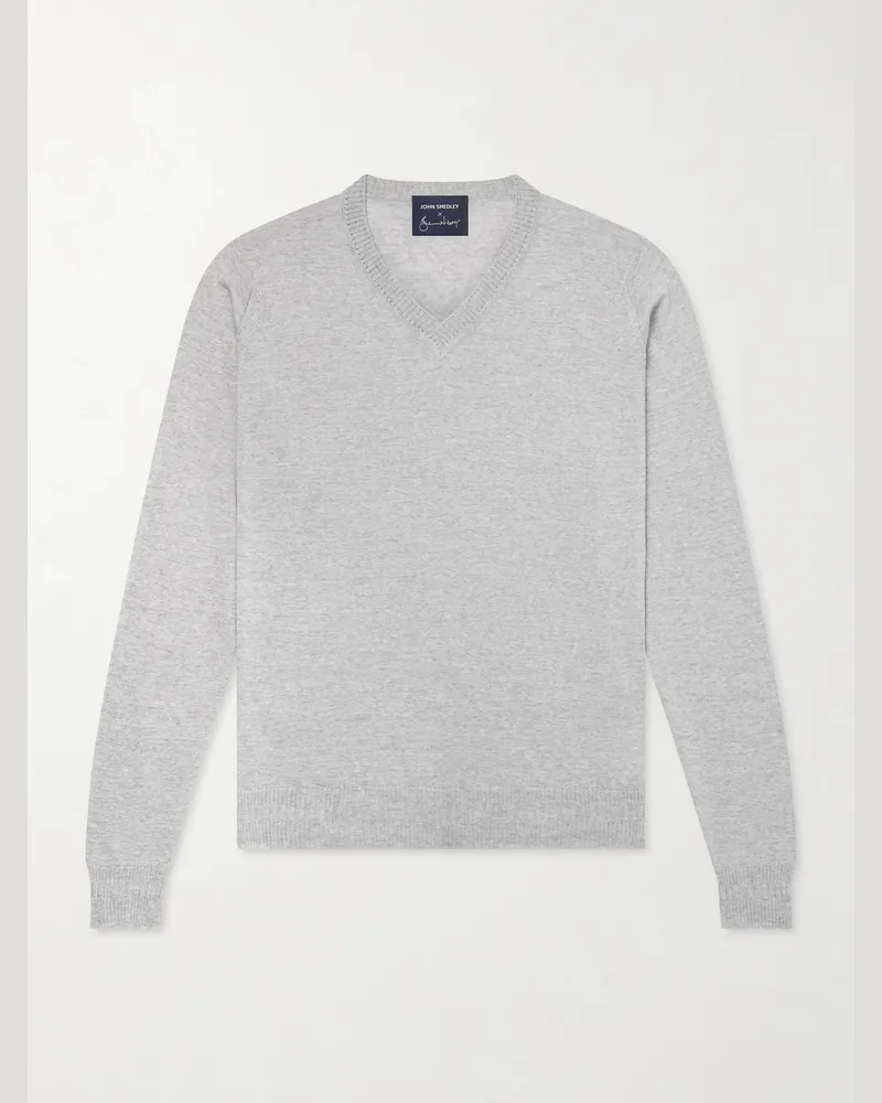 John Smedley Bill Nighy Merino Wool Sweater Gray